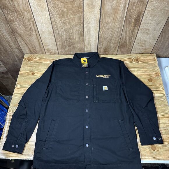 New Carhartt Rugged Flex Relaxed Fit Canvas Fleece-Lined Shirt Jacket Black Med - Picture 1 of 16